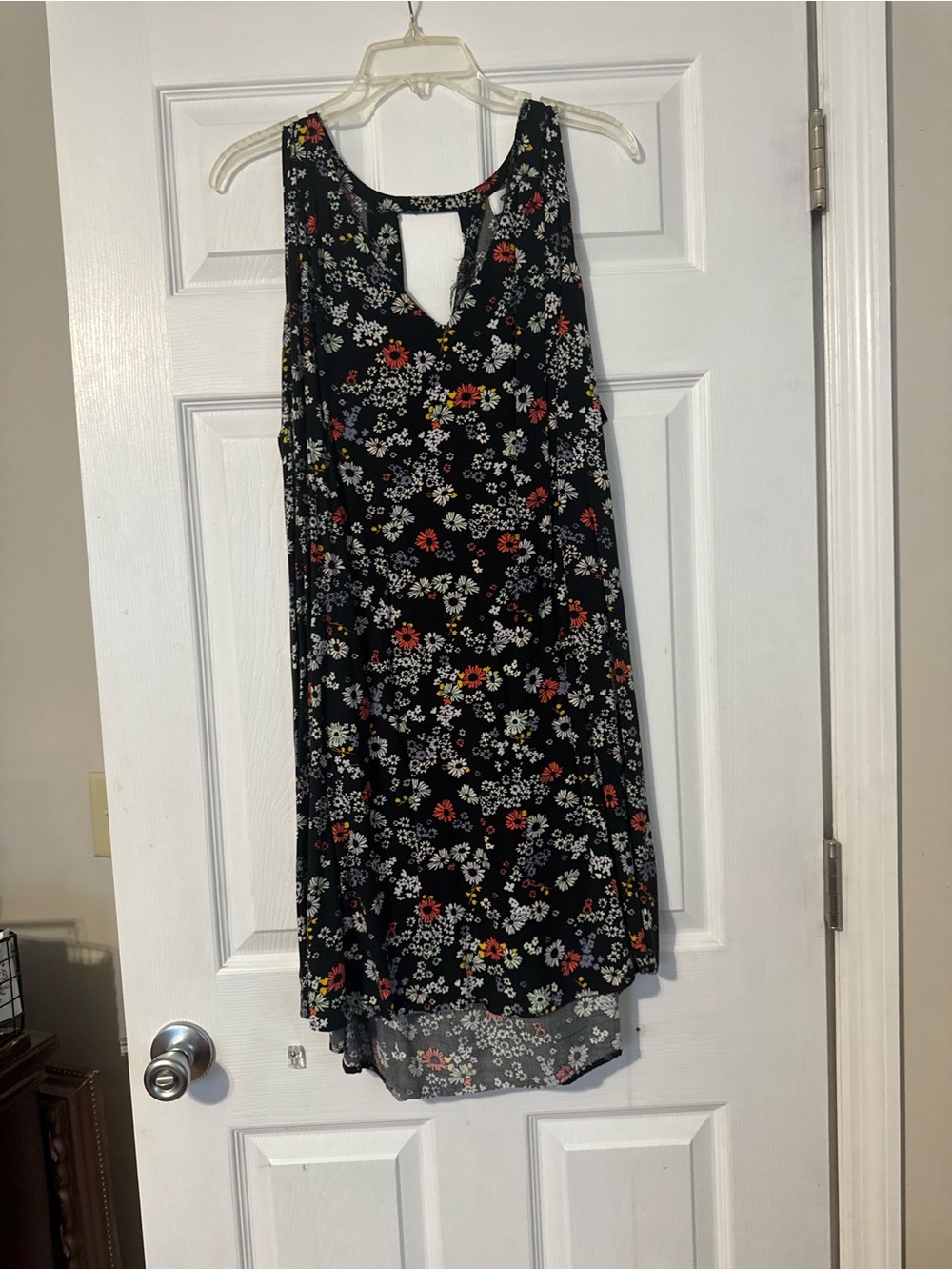 Old Navy Black Floral High-Low Sleeveless Dress